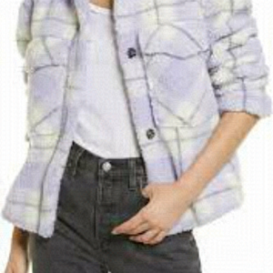 7 FOR ALL MANKIND | TEDDY CROP BROWN PLAID JACKET SIZE M